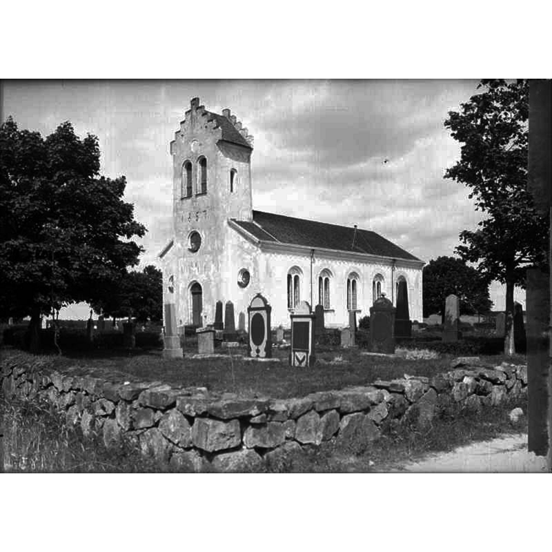 Source caption: "Hörröds kyrka [...] Kyrkan från sydväst." -- showing the mid-19thC building that replaced the medieval church here
