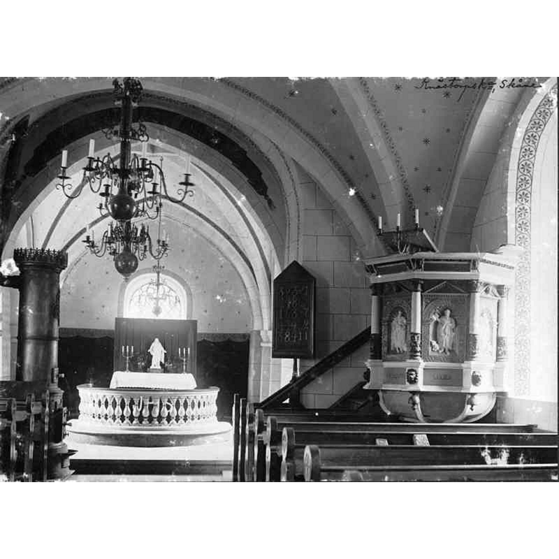 Source caption: "Knästorps kyrka [...] Interiör mot öster."