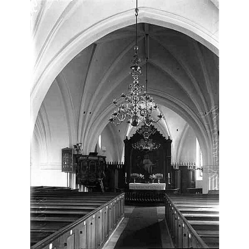 Source caption: "Löderups kyrka [...] Interiör mot öster." -- the old chancel and apse had been demolished and re-built in 1860 under C.G. Brunius