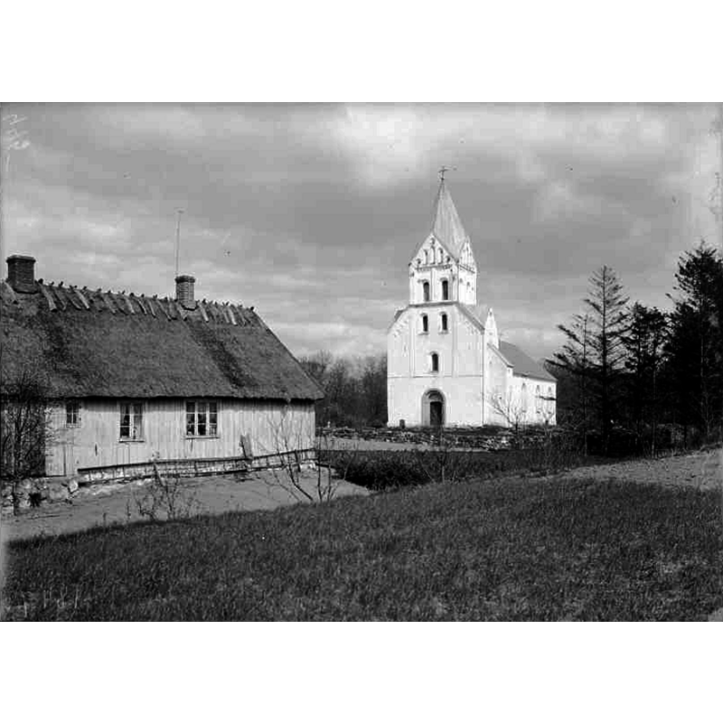 Source caption: "Össjö kyrka [...] Kyrkan från sydväst."