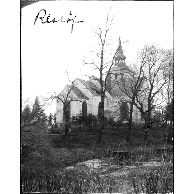 Source caption: "Reslövs kyrka [...] Kyrkan från nordöst."