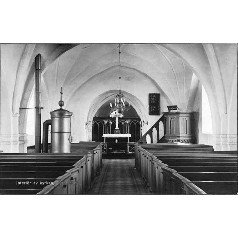 Source caption: "Stenestads kyrka [...] Interiör mot öster."