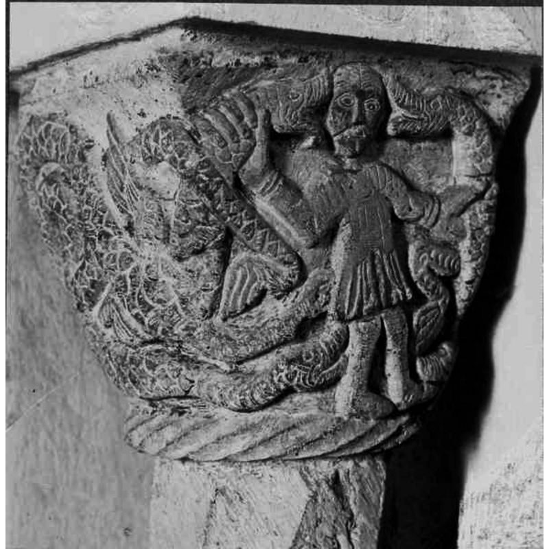 Source caption: "Östra Herrestads kyrka [...] Kapitäl, triumfbågen."
