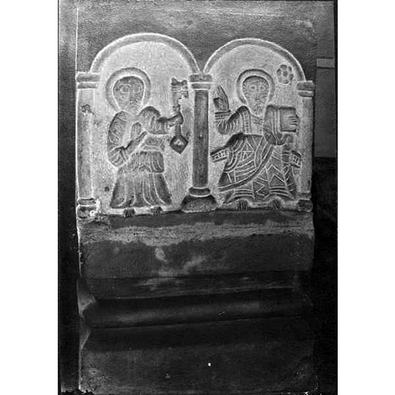 Source caption: "Svalövs kyrka [...] Dopfunt, detalj."