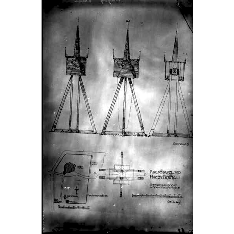 Source caption: "Hagby kyrka [...] Ritning av klockstapel."
