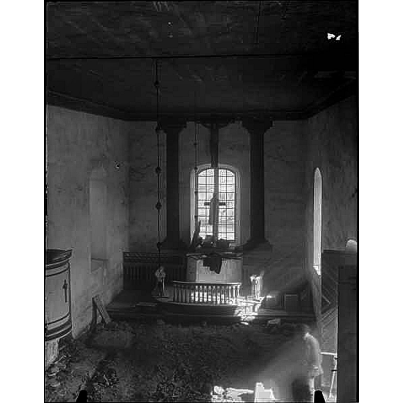 Source caption: "Skepperstads kyrka [...] Interiör mot öster, byggnadshistorisk undersökning inför restaurering."