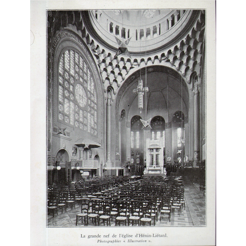 Source caption: " Intérieur de l'église Saint-Martin d'Hénin-Liétard, in L'Illustration, 1933." -- church destroyed in 1917; re-built in 1932