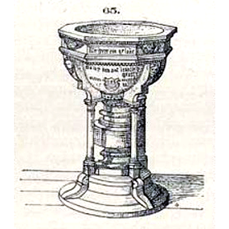 Source caption: "Zeichnung des Sendenhorster Taufstein von 1588 heute in der St. Laurentiuskirche in Westkirchen-Ennigerloh"