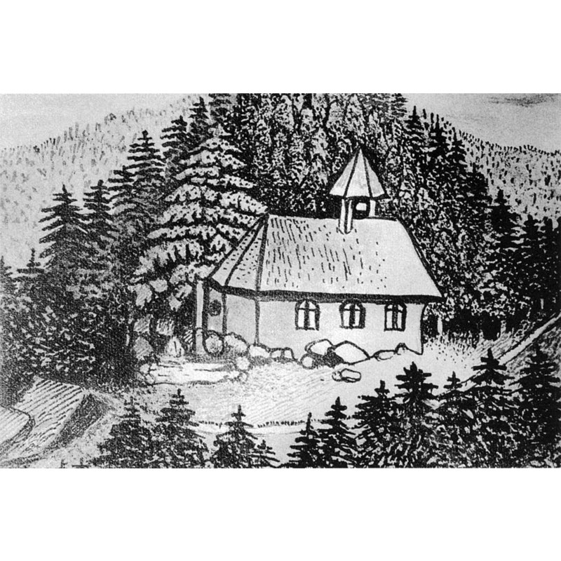 Source caption: "Pilgrimage church Maria in der Tann, Triberg, as in 1697"