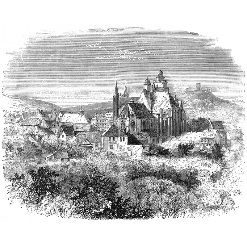 Source caption: "Thomas Sulman (fl. 1855–1900) [...] 1863 wood engraving of a view of the town of Wetzlar, from a travel article in Once a Week magazine (volume 8, page 418)"