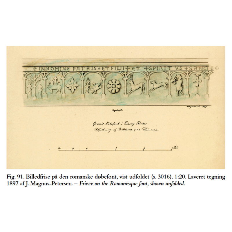 seen here in the second arch from the left: passant to the left and with a foliated tongue