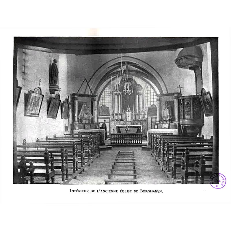 showing the interior of the old church before its demolition in 1887-1888