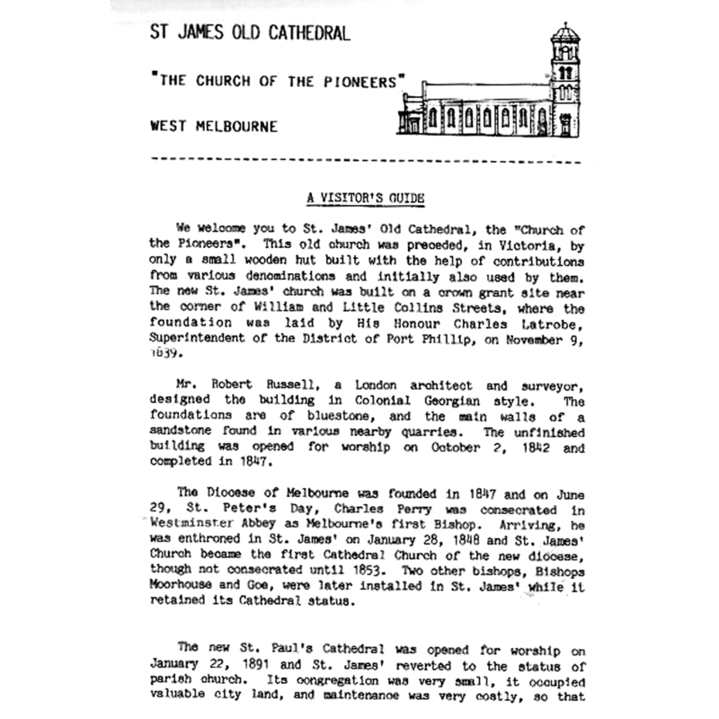 [cf. FontNotes] -- source: Old St James' brochure-guide