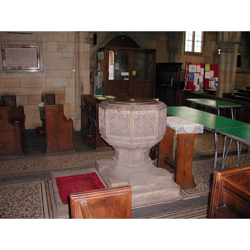 Victorian font in the new church