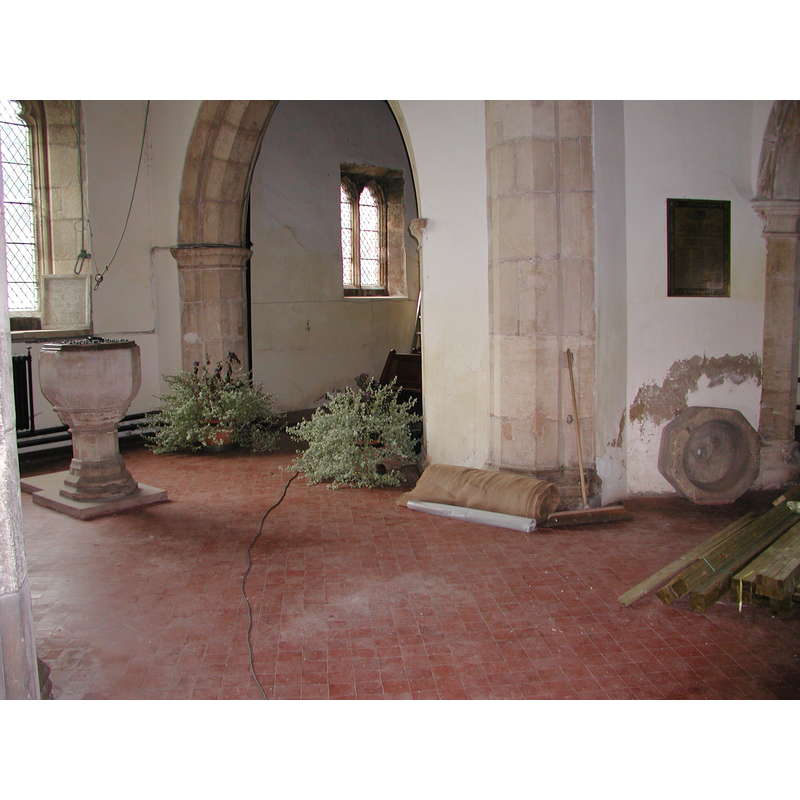 note the old basin on the right, against the wall, as well as the font in use, as they were in November 2004 [cf. Index entry for Humbleton No. 1 for details of the latter]