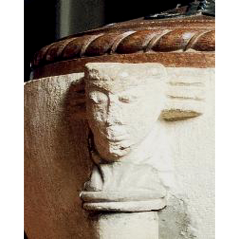 notice the badly restored head, upper end of the colonnette and upper basin side