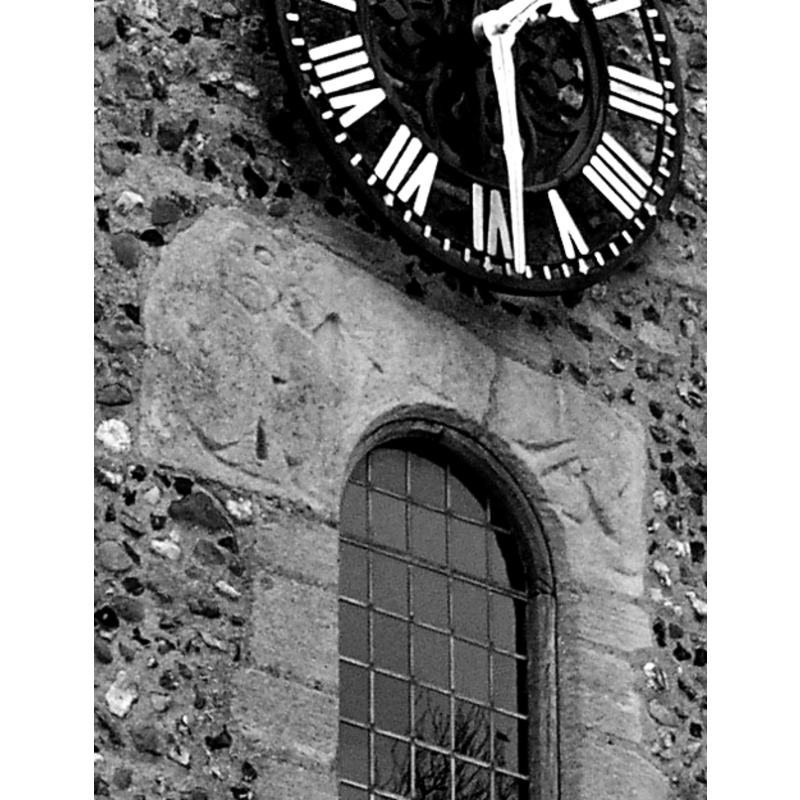right under the clock