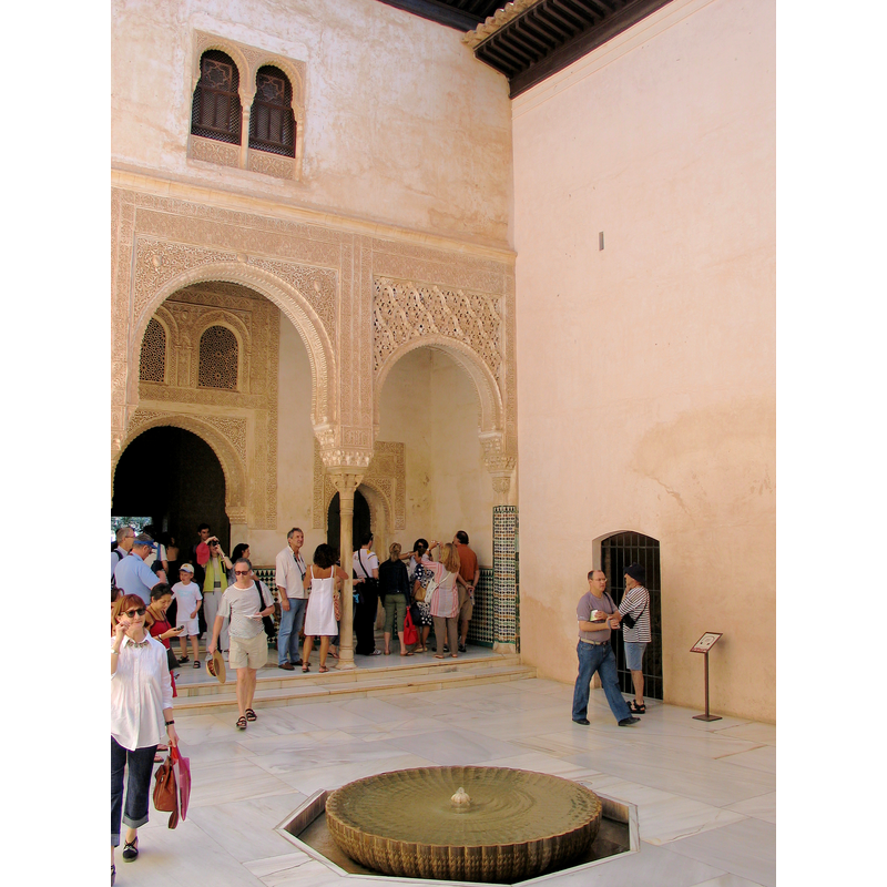 in an Alhambra courtyard; similar to an original kept in the Alhambra museum