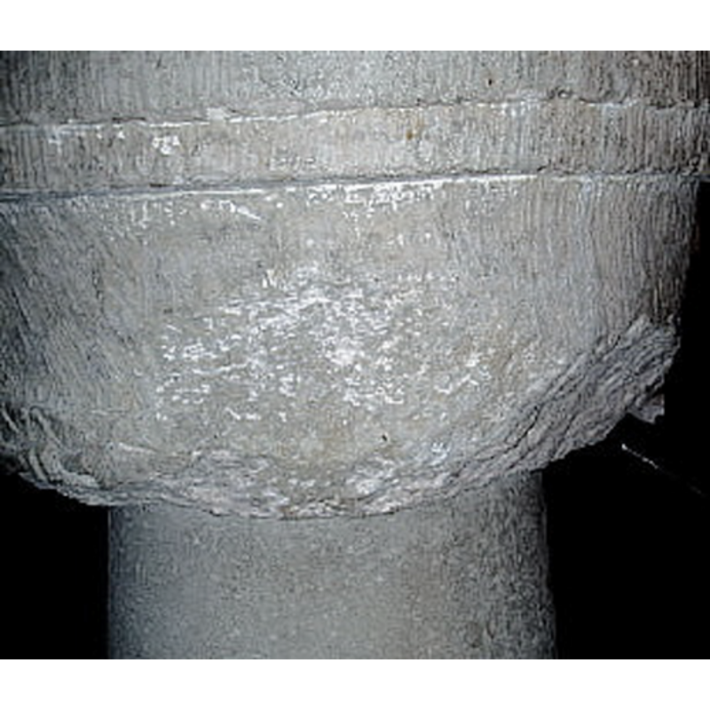showing the damage area at the rear [north side] of the basin