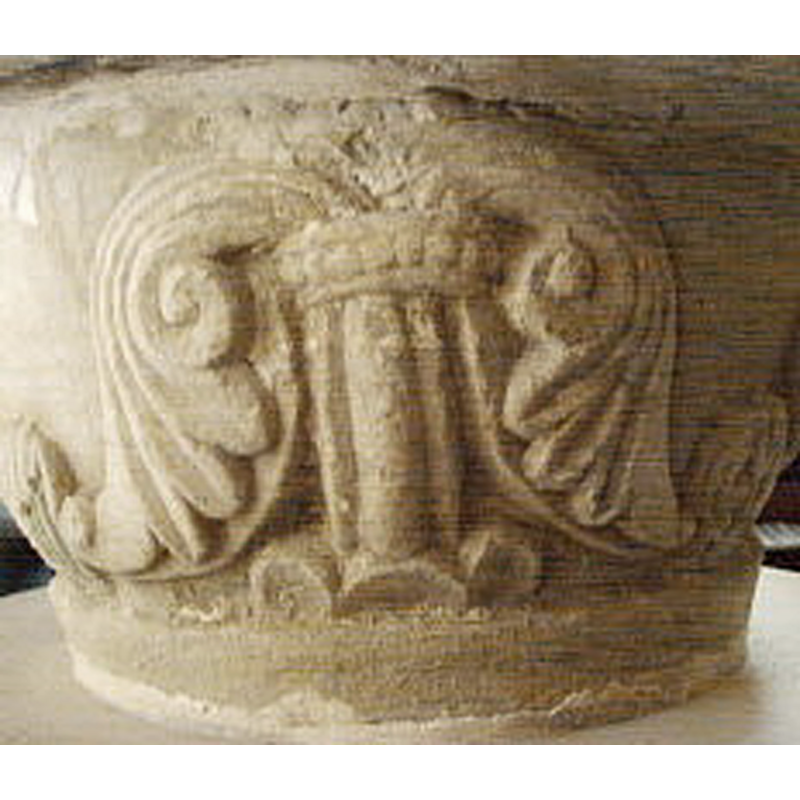 on the back (south) side of the base