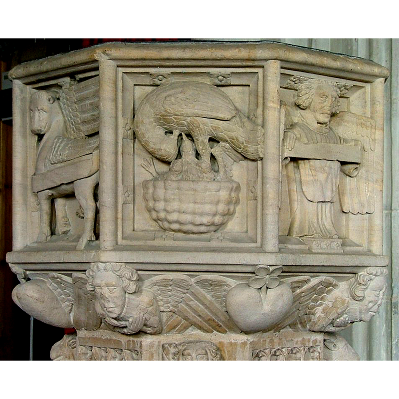 the scroll may originaly have had the name of the Evangelist painted on it