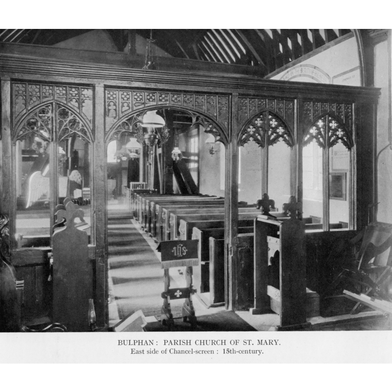 this must be the 19th-century font -- view of the nave looking west: the new font partly visible at the west end, centre of the nave