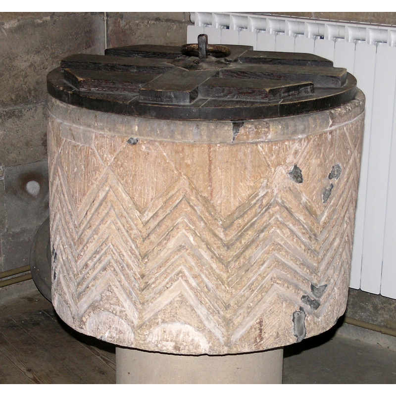 on one of the sides; they appear to have been trimmed at the bottom; was the lower part of the basin cut off?