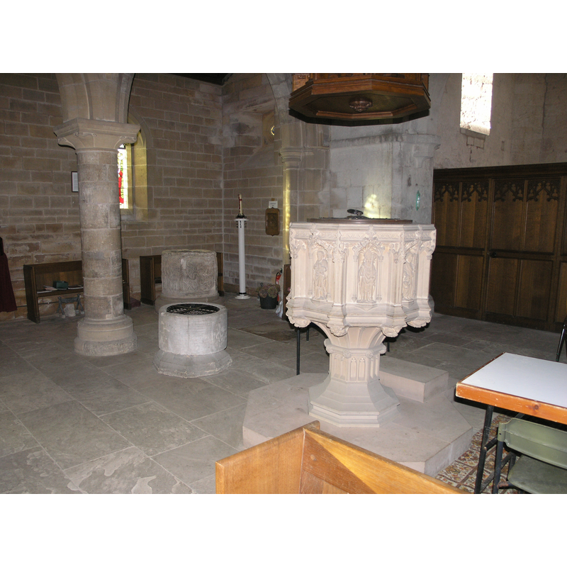 the three fonts in the western side of the nave