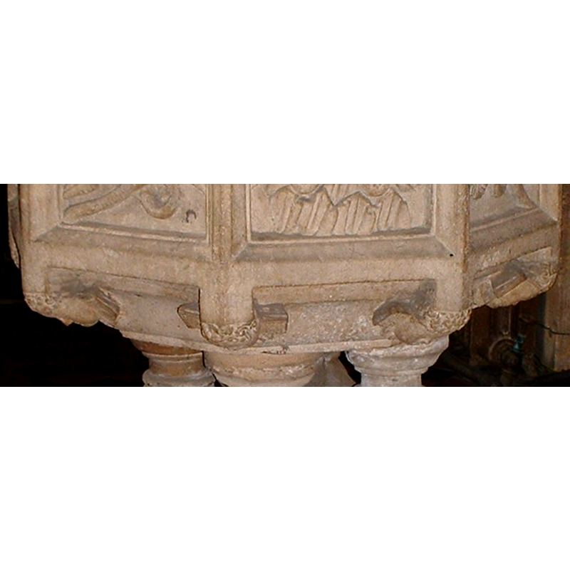 one at each angle of the underbowl