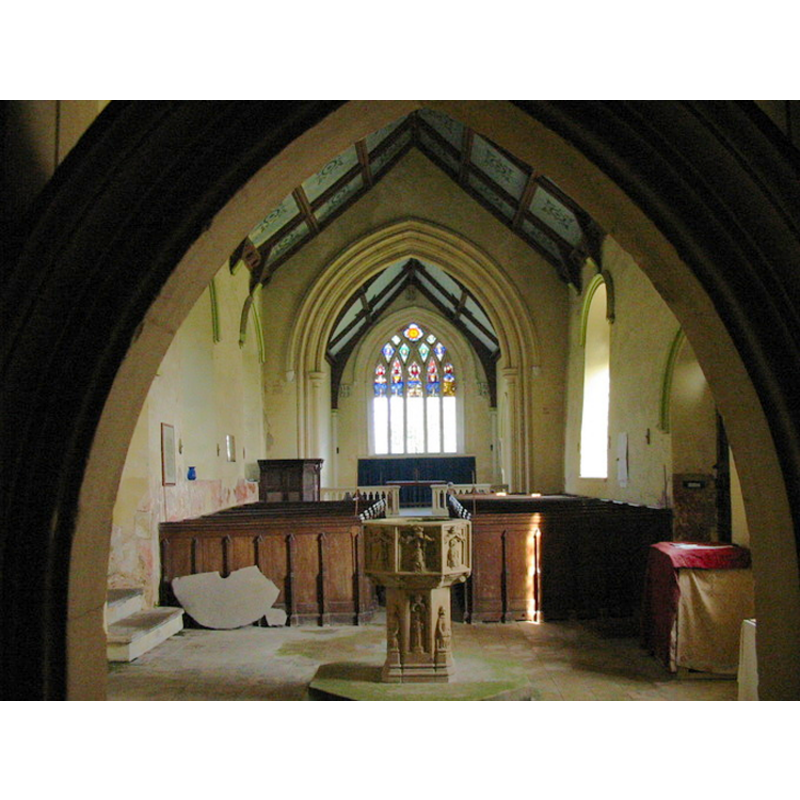 at the west end of the nave, looking east