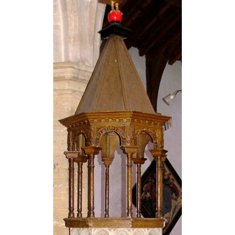 only the base of the finial -a red sphere- is visible in this photograph