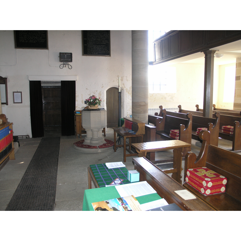 the modern font visible near the south doorway