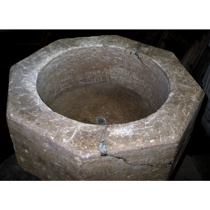 notice the large crack and repair on the right side of the basin