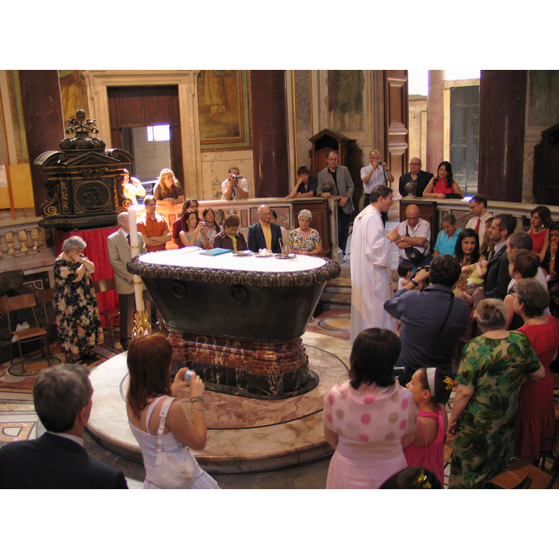 an actual baptism in progress at the time the photograph was taken