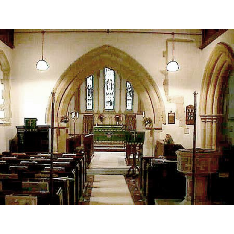 the font and cover in the foreground, to the right, by the south door