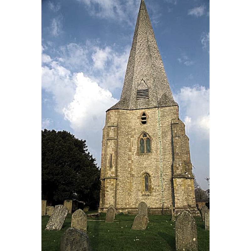 the tower is detached from the body of the church