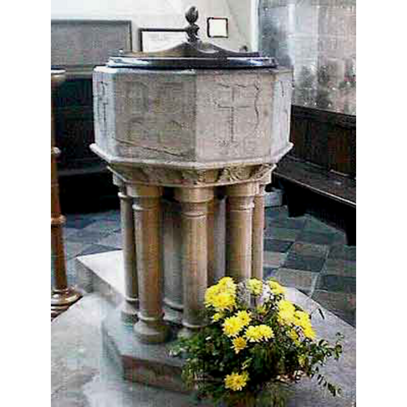 on alternate sides of the octagonal basin