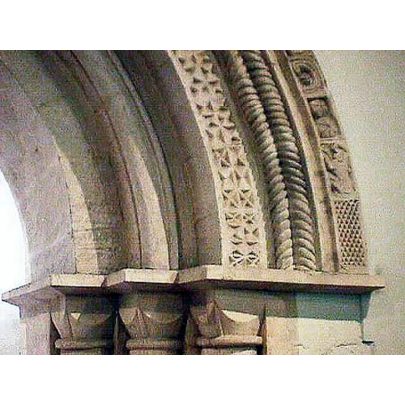 detail of the old Norman chancel arch now integrated in the Victorian interior