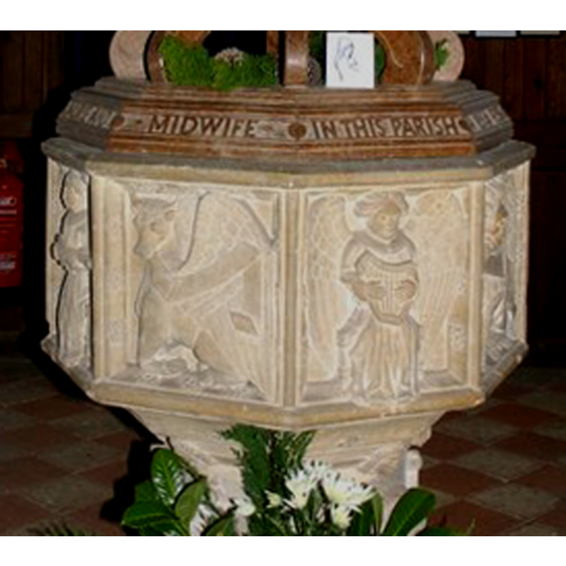 on alternate panels of the basin sides