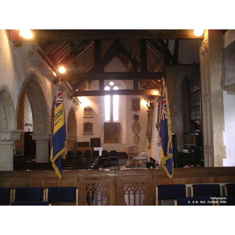 the modern font visible at the back, right-hand side