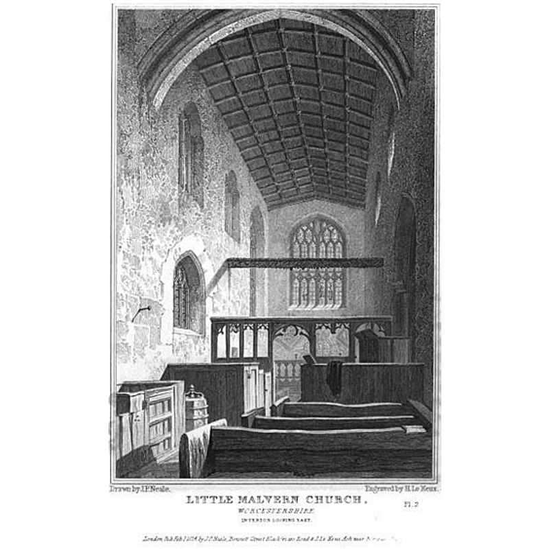the font and cover are visible on the left, by the north wall, between the box-pews