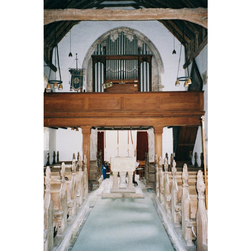 the font at the back, under the gallery