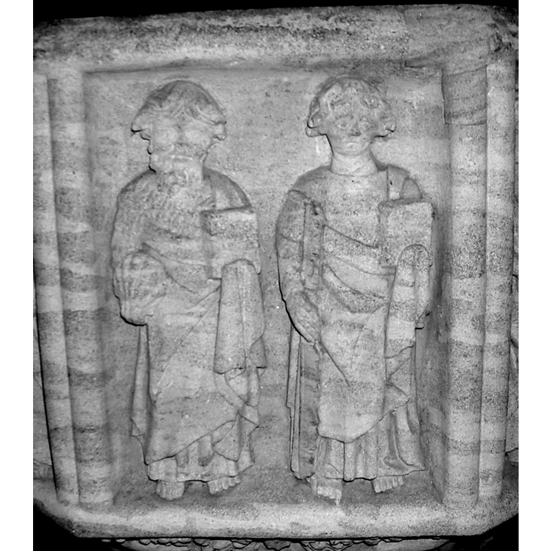 The 12 Apostles, St. Paul, St. John the Baptist, St. Michael and St. George are identified in Paley -- Image courtesy & copyright © Janice Tostevin, 2005