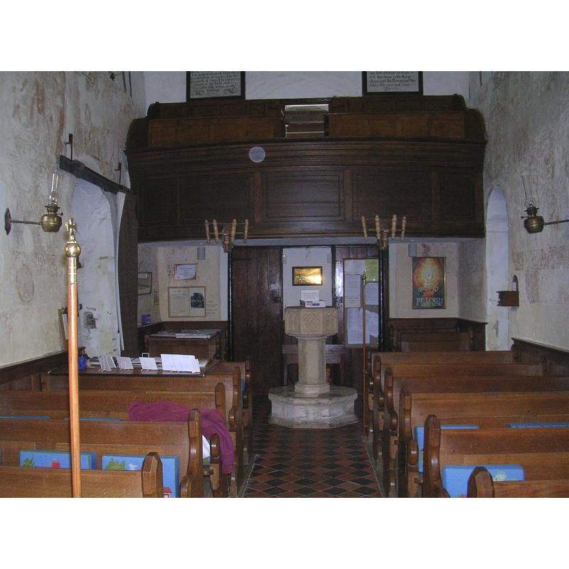the font at the back, under the gallery