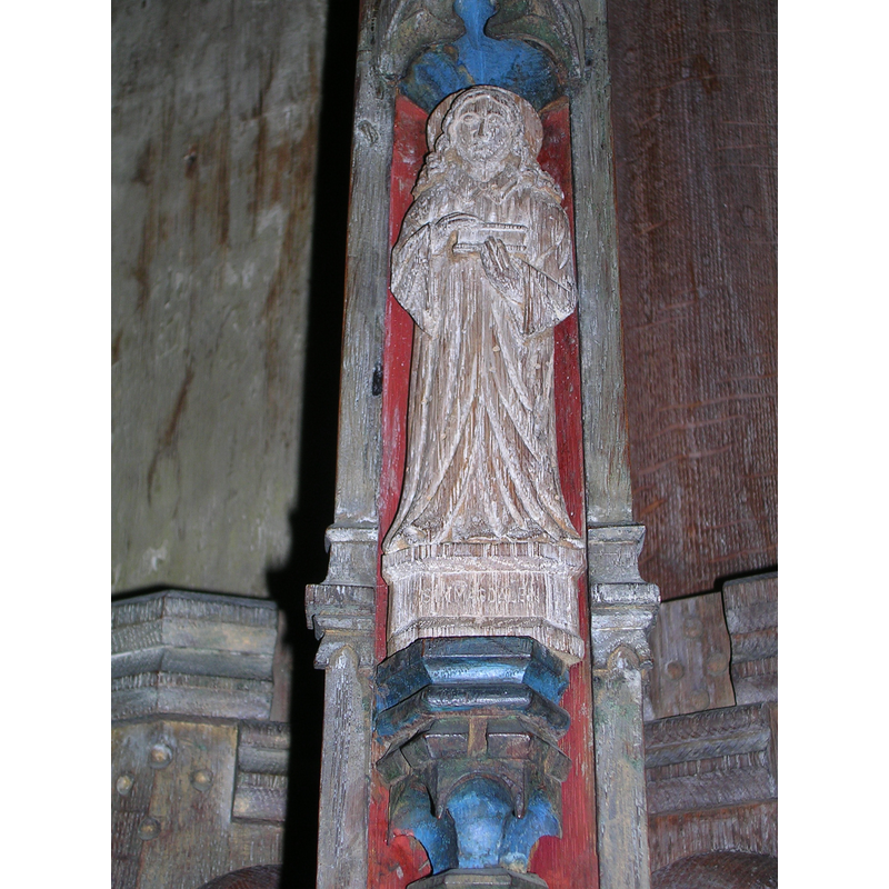 the statue is identified as St. Mary Magdalene by a label at its base