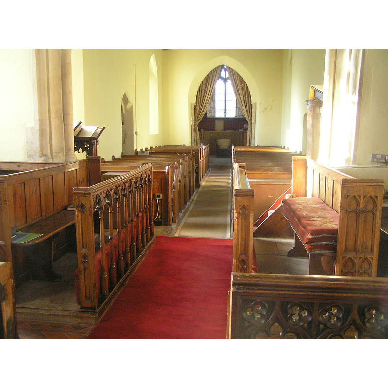 the font at the end, beneath the tower