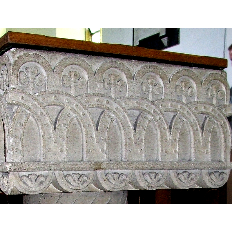 the basin of the present replica font in Fritton St. Edmund's church