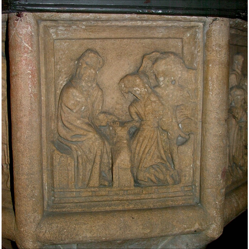on the northwest side of the font