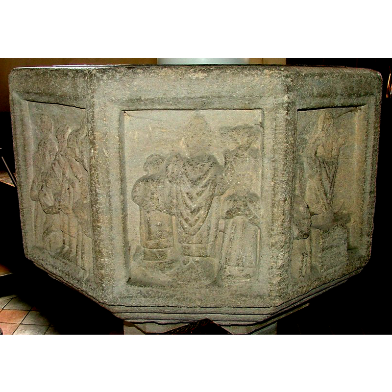 on the left panel is Marriage; on the right panel is the Eucharist