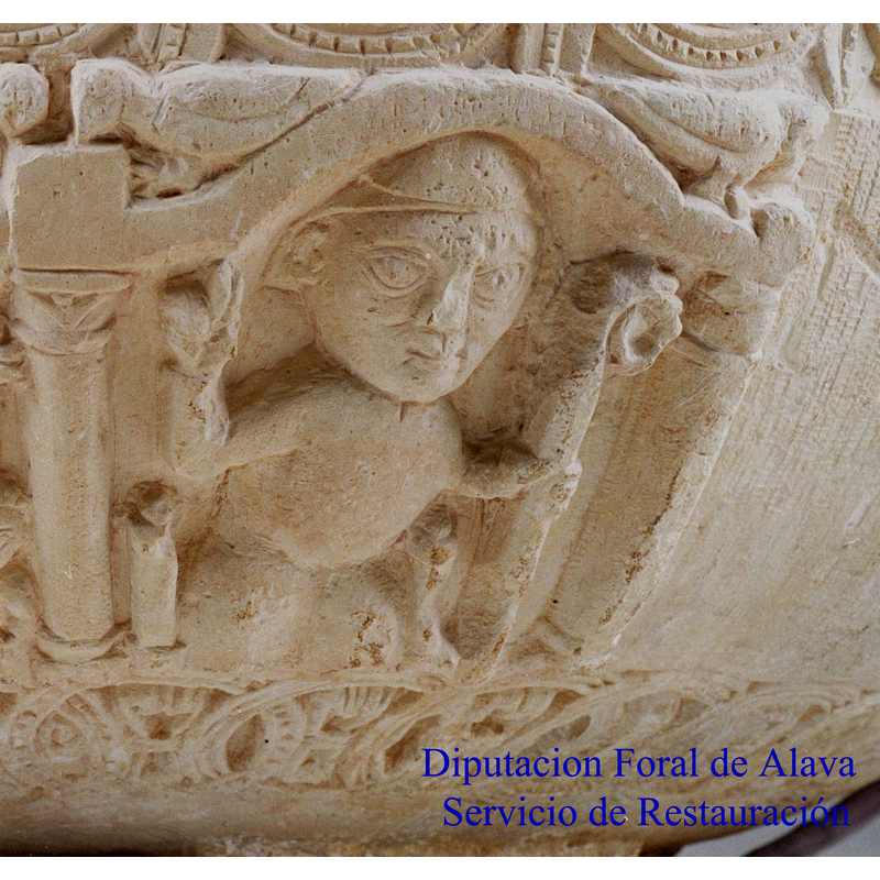 the staff may be intended for a bishop or an abbot, but the head appears naked and tonsured: is he an abbot?